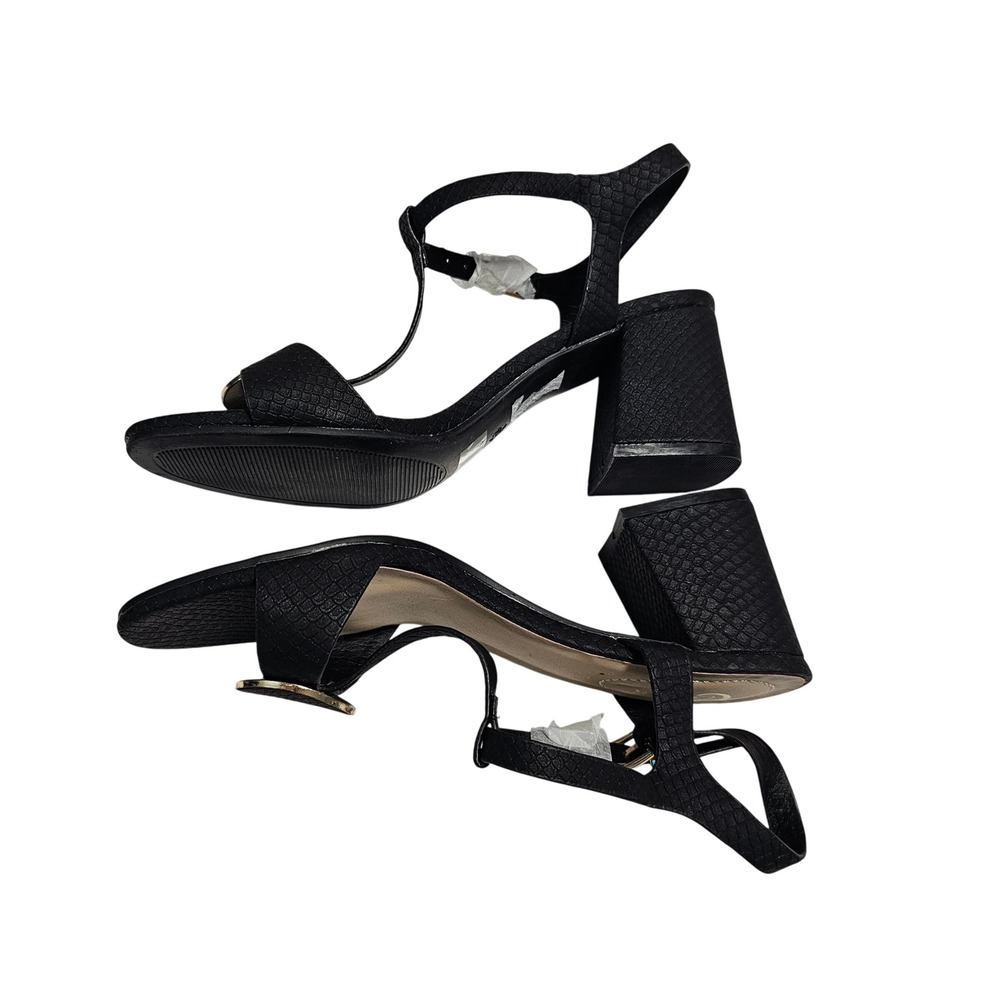 Comfort Est. 1948 Black Snakeskin Embossed T-Strap Block Heel Sandals Size 8 - Picture 8 of 10